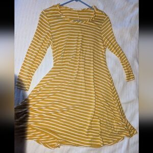 Striped Mustard Yellow Dress